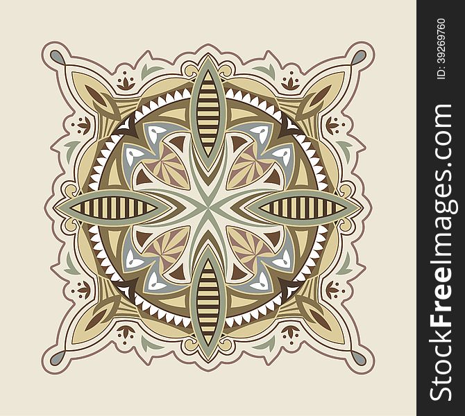 Mandala ornament, symbol. Vector illustration