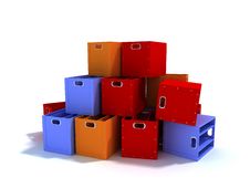Colored Boxes For The Office Stock Image