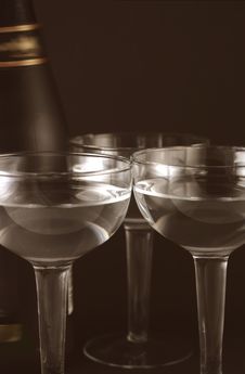Bottle And Goblets On Champagne Royalty Free Stock Photography Bottle And Goblets On Champagne Royalty Free Stock Photography