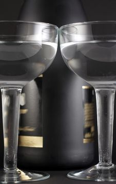 Bottle And Goblets On Champagne Stock Image Bottle And Goblets On Champagne Stock Image