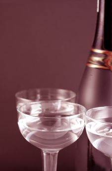 Bottle And Goblets On Champagne Stock Photography Bottle And Goblets On Champagne Stock Photography