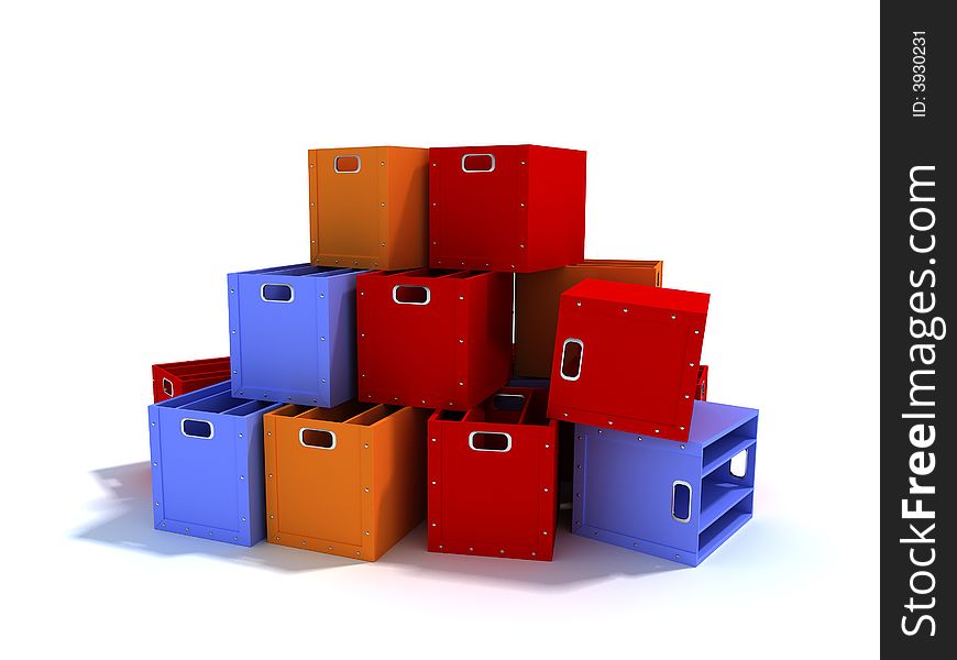 Illustration. Colored boxes for the office