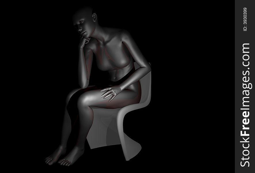 A Pensive Seated On A Chair