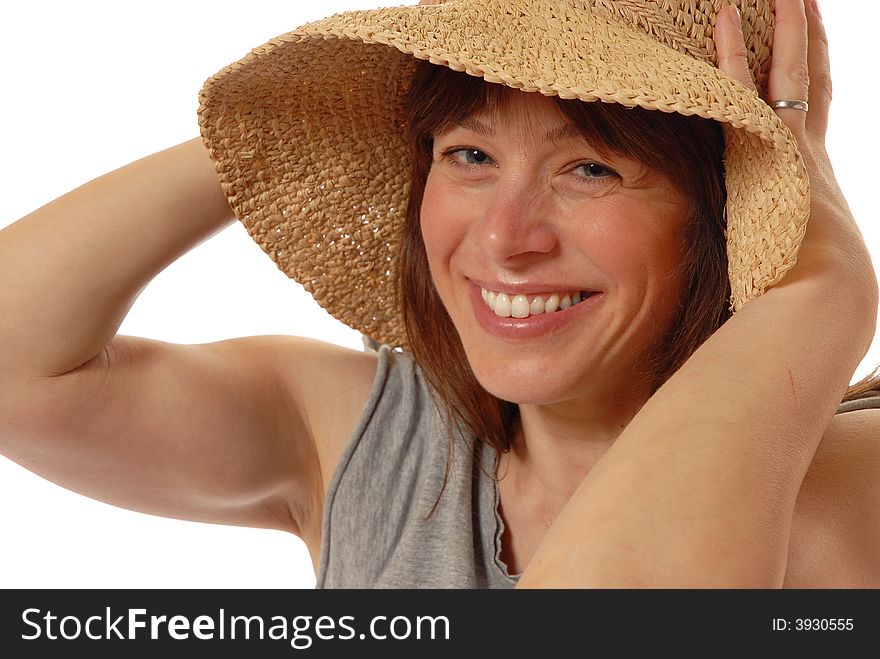 Young lady  with straw hat