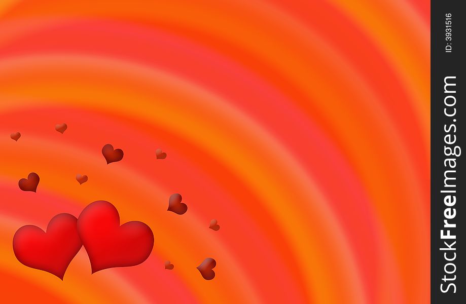 Abstract red background with hearts