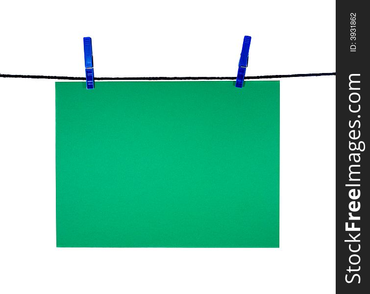 Green blank sheet on clothes-line for your notice