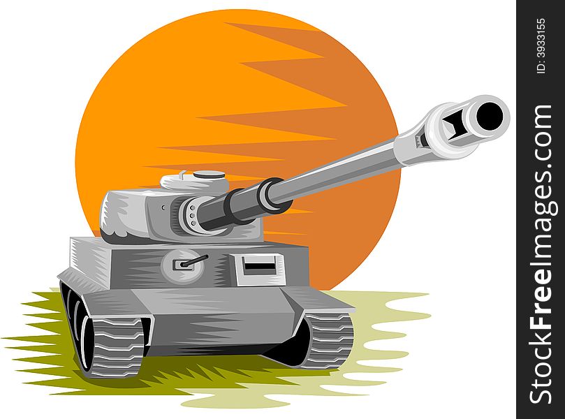 Vector art of a 
Battle tank on white