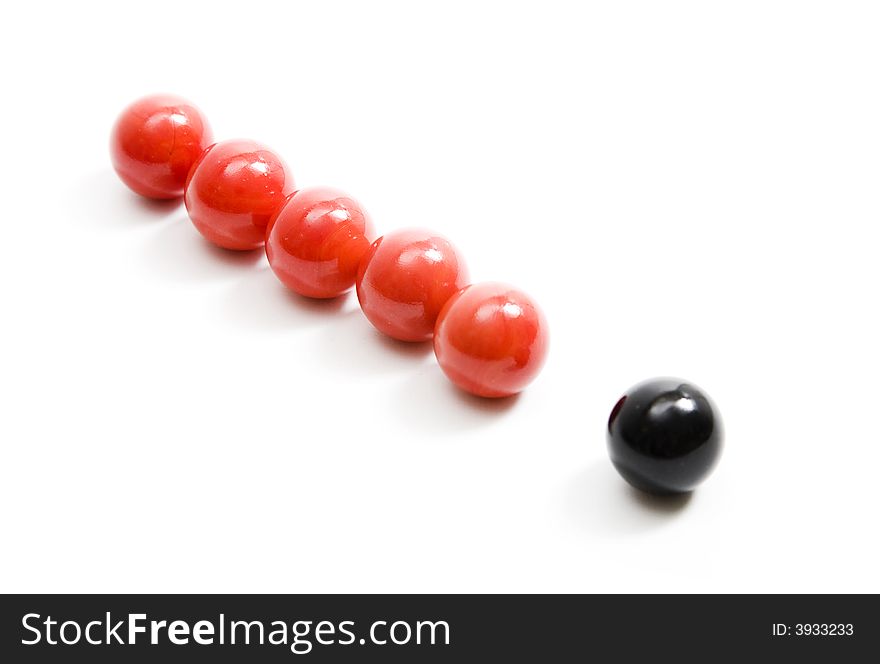 Red and black ball on isolated background. Red and black ball on isolated background
