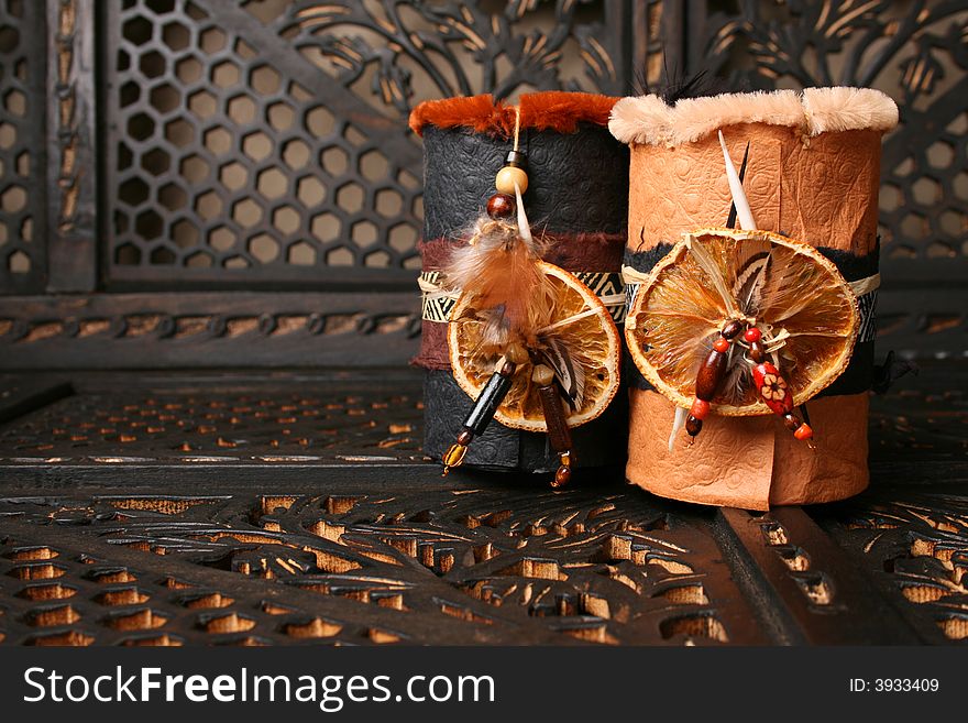Ethnic African decorated dream catchers made from leather