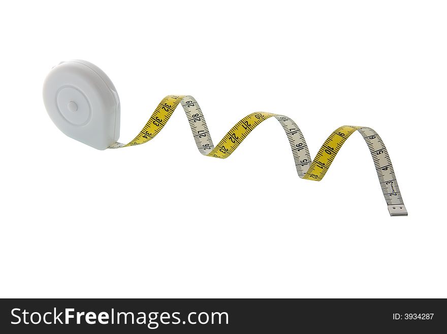 Close-up view of a measure tape isolated on white. Close-up view of a measure tape isolated on white