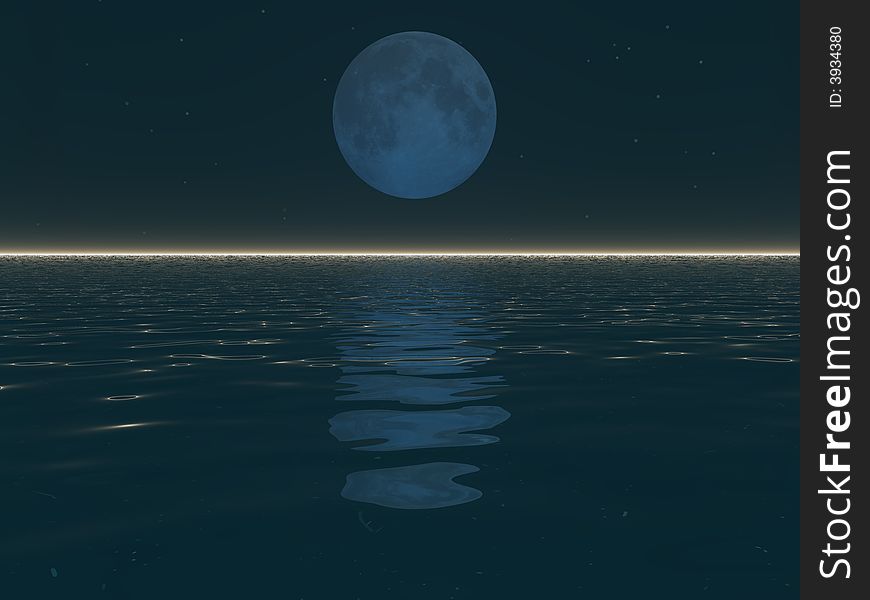 Surreal Moon And Water