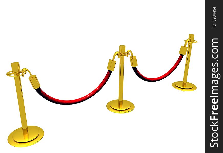 A 3D illustration of a waiting line composed of stanchion barriers.