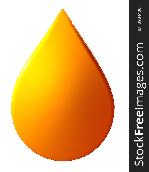 An illustration of an orange liquid drop isolated on white.