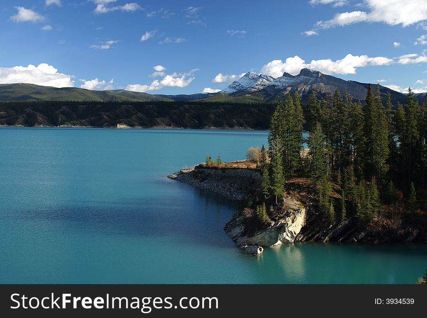 Abraham Lake, formed by Big Horn dam. Abraham Lake, formed by Big Horn dam.