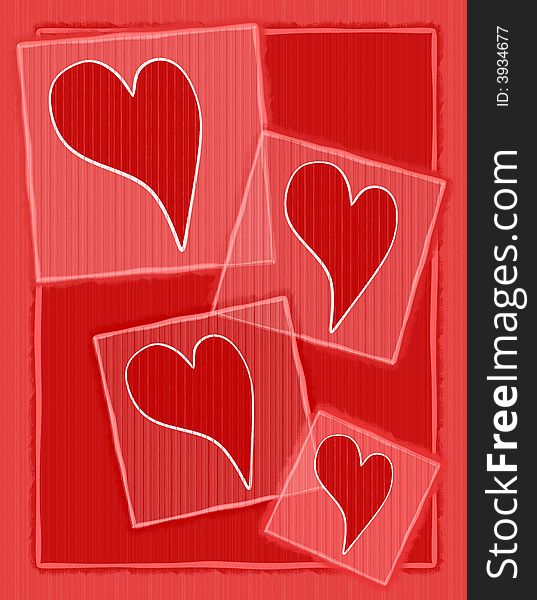 Striped Paper Valentine Hearts Background