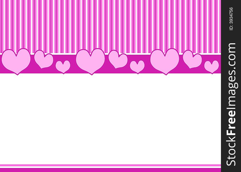 A background border featuring pink and purple stripes and hearts as a top and bottom border. A background border featuring pink and purple stripes and hearts as a top and bottom border