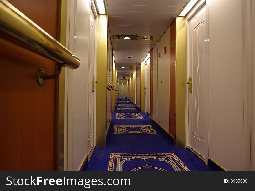 Onboard the cruise ship hallway