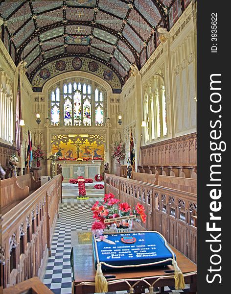 The interior of the Chapel of St Nicholas
at Carsbrooke Castle Isle of Wight England. The interior of the Chapel of St Nicholas
at Carsbrooke Castle Isle of Wight England.