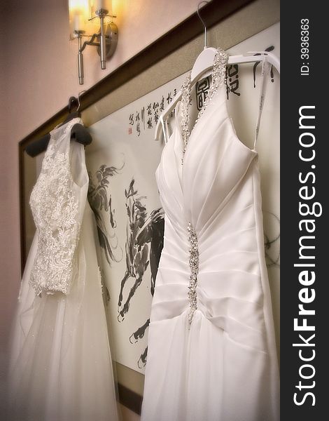 White wedding dresses ready for the big day