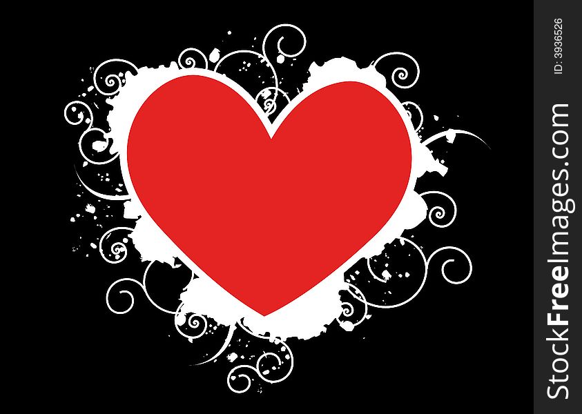 Grunge heart valentines day illustration isolated on Black background. Grunge heart valentines day illustration isolated on Black background.