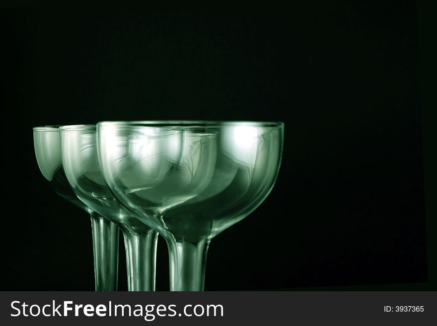 Glass goblets on champagne