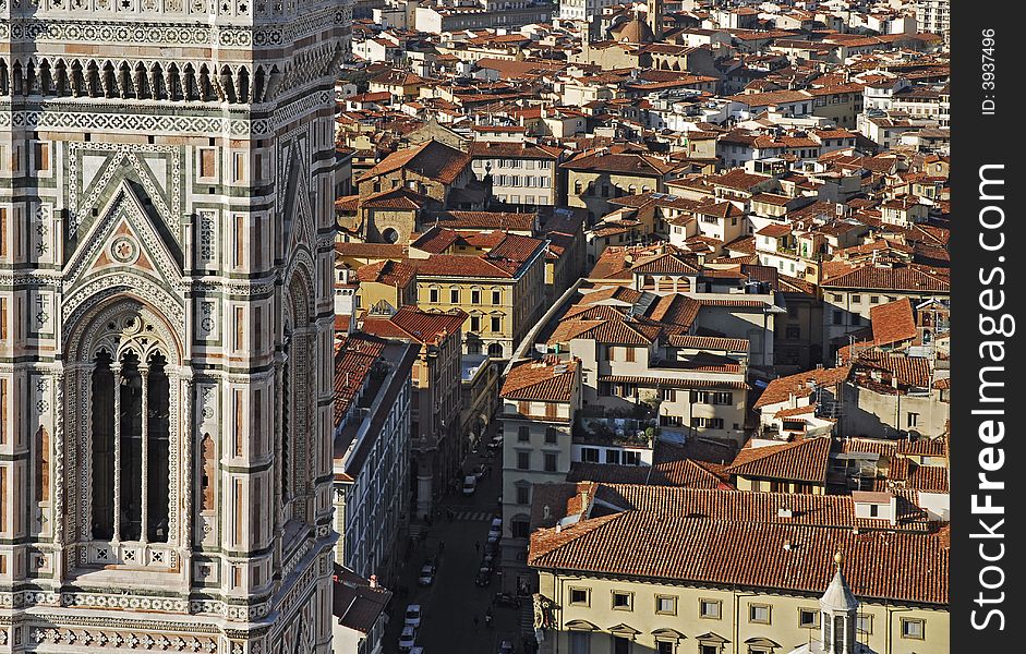 A view from the brunelleschi dome on florence. A view from the brunelleschi dome on florence