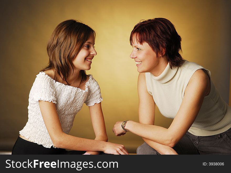 A smiling mother with her daughter. A smiling mother with her daughter