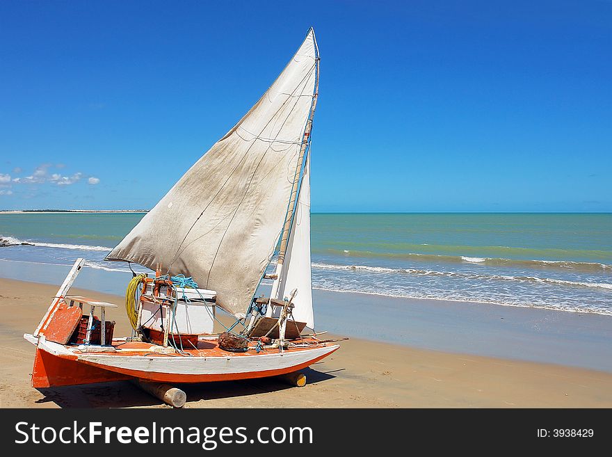 Traditional fishing boat ready to sail. Traditional fishing boat ready to sail