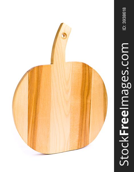 Apple made on light wood over a white background