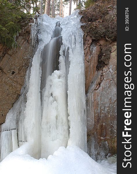 Waterfall in December nearly frozen