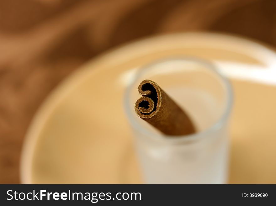 Close up of a cinnamon stick with shallow depth of field