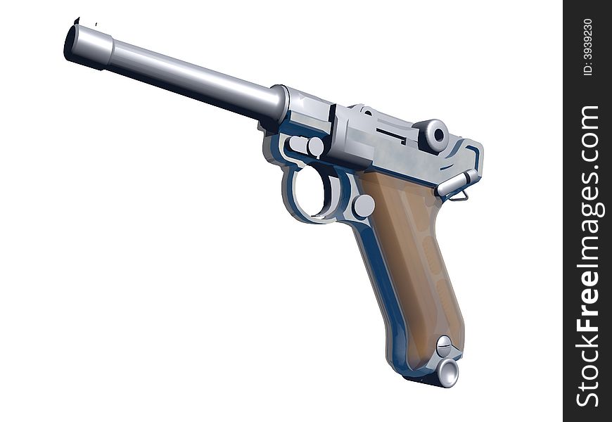 Pistol On A White Background