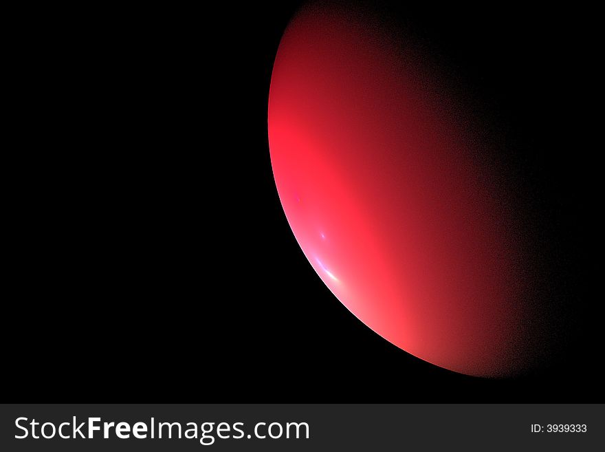 Red sphere agains a black background. Computer generated fractal.