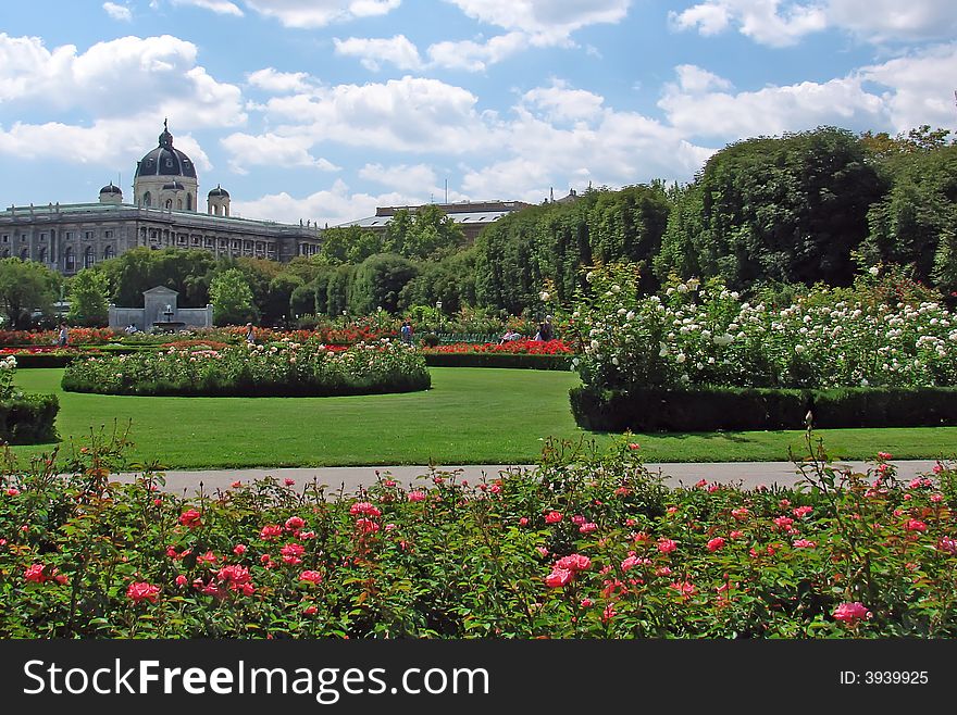 View of gardens at Volksgarten, Vienna, Austria