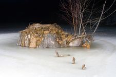 Stump On Frozen Pond Royalty Free Stock Images Stump On Frozen Pond Royalty Free Stock Images
