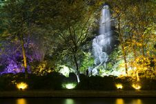 Waterfall And Colourful Lights Royalty Free Stock Images Waterfall And Colourful Lights Royalty Free Stock Images