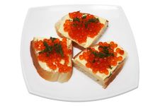 Sandwiches With Red Caviar Stock Photo Sandwiches With Red Caviar Stock Photo