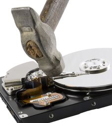 Computer Hard Disk Under Hammer Stock Image Computer Hard Disk Under Hammer Stock Image