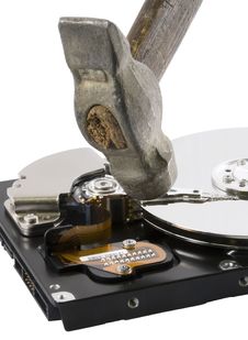Computer Hard Disk Under Hammer Stock Image Computer Hard Disk Under Hammer Stock Image