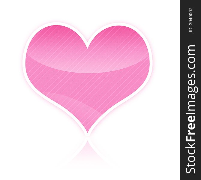 Pink heart illustration isolated on white background.