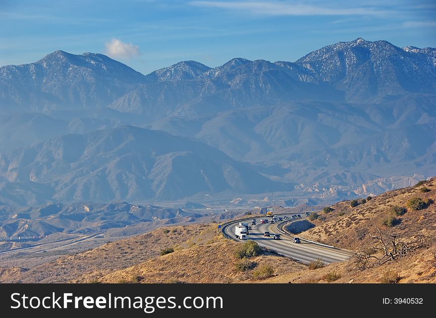 Traffic on cajon pass in ca