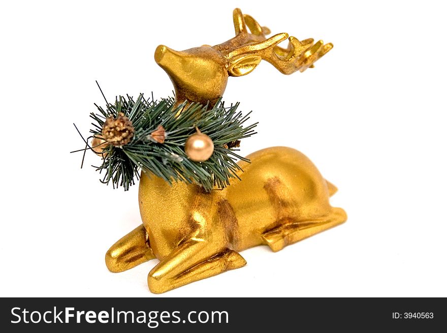 Christmas gold reindeer with christmas decorations. Christmas gold reindeer with christmas decorations