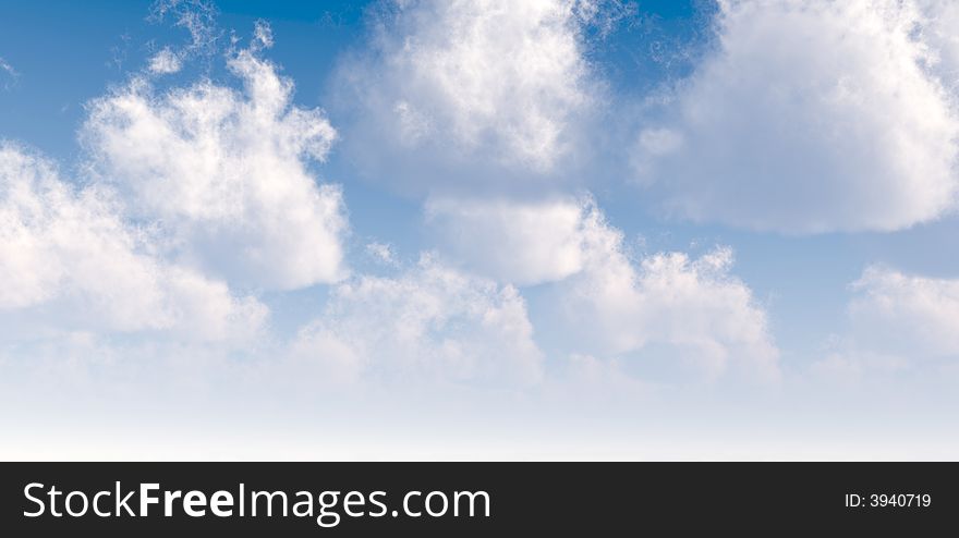 White puffy clouds and blue sky. White puffy clouds and blue sky