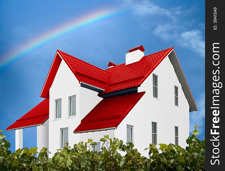 An image of new building on background of sky. An image of new building on background of sky