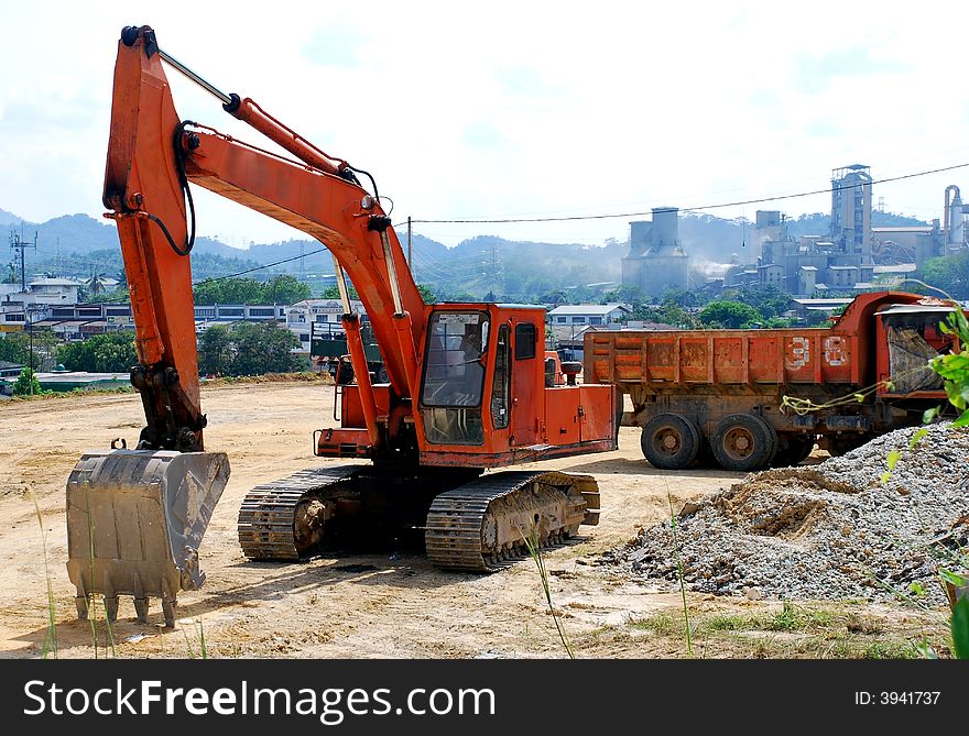 Bulldozer rests at site of site construction. Bulldozer rests at site of site construction