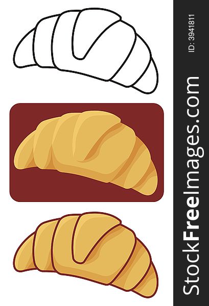 Croissant icon in three versions