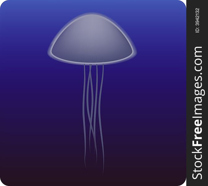 Jellyfish glowing in deep waters