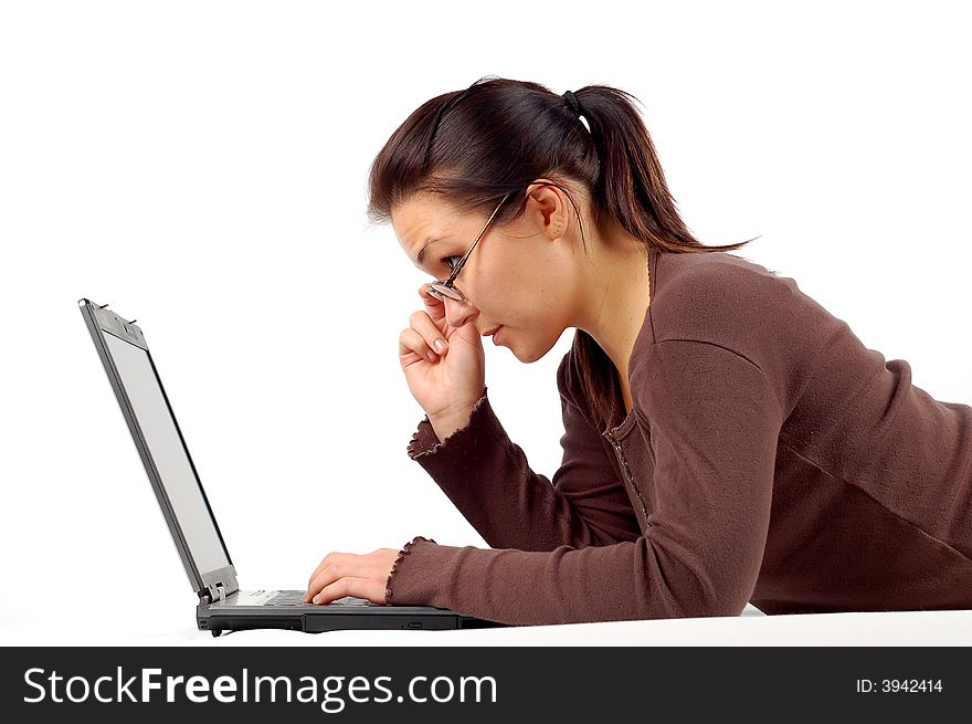 Woman Working On Laptop