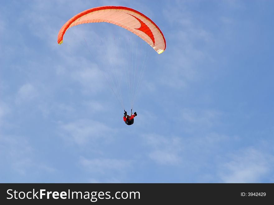 The paragliding in the summer ski.