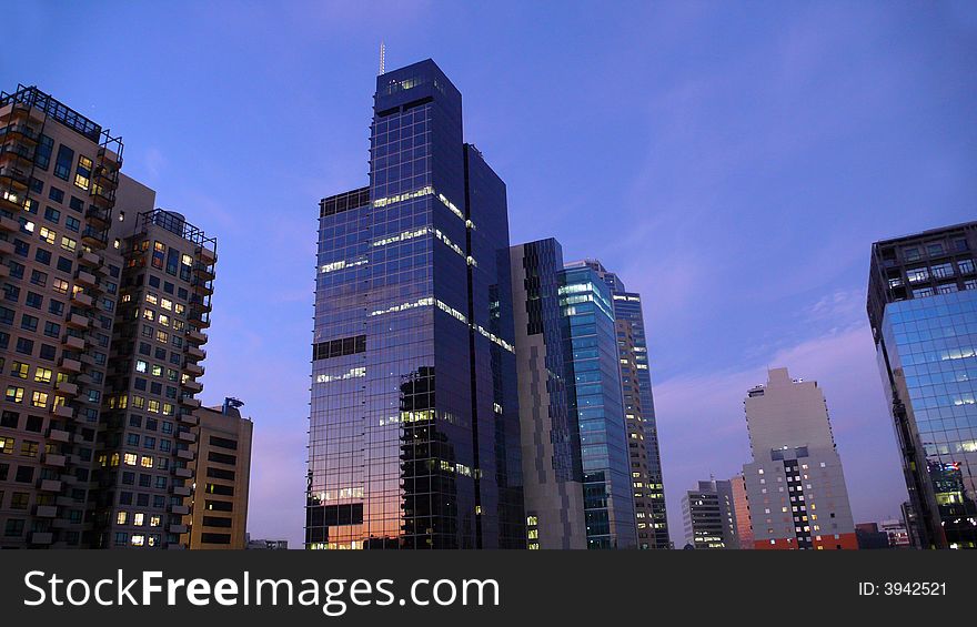 Sunset on city building in Melborune. Sunset on city building in Melborune